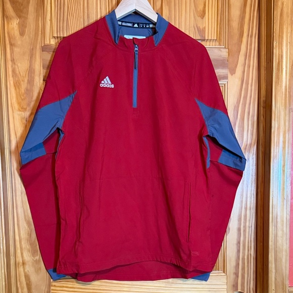 adidas Other - Adidas Fielders Choice quarter zip convertible jacket in red with gray accents